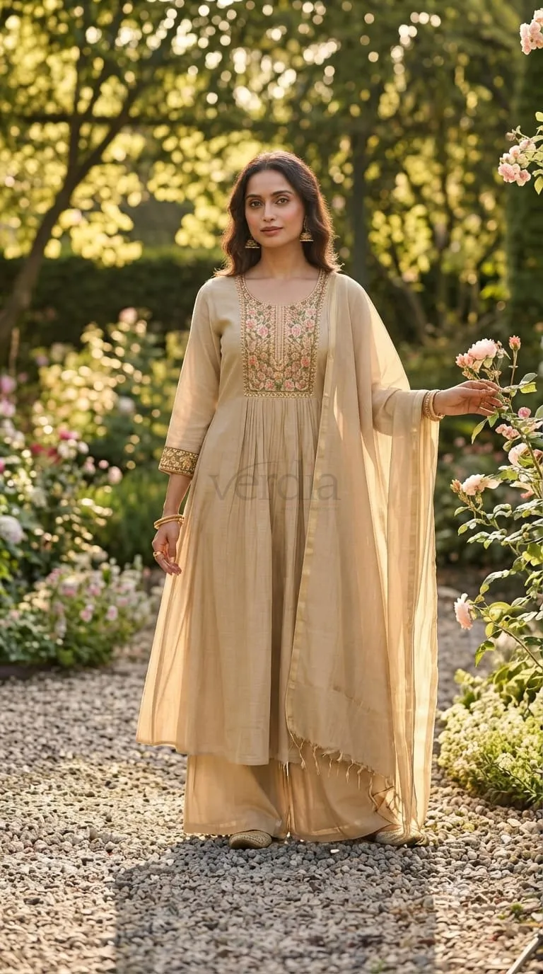 Flared Mul Chanderi Kurta
