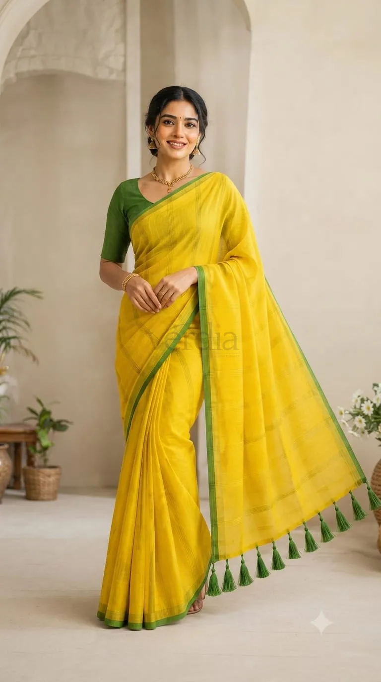 Authentic Kerala special weaves Mulcotton Saree (without blouse piece) view 2