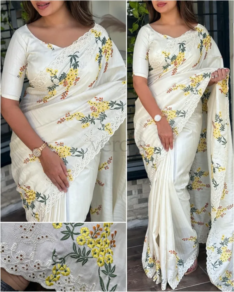 Saree in Tussar cotton and matching blouse in Tussar cotton view 2