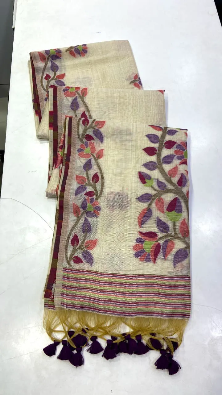 Munga Jamdani Saree in authentic Munga Silk view 2