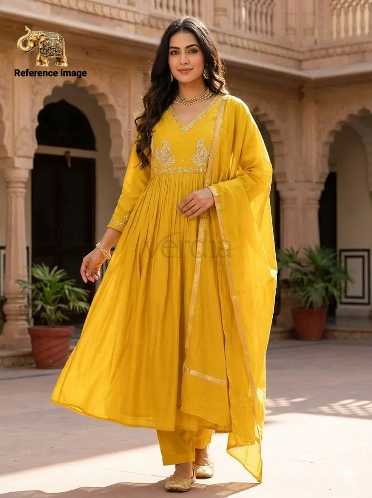 Pure Mal Chanderi fabric with intricate handwork detailing. view 2