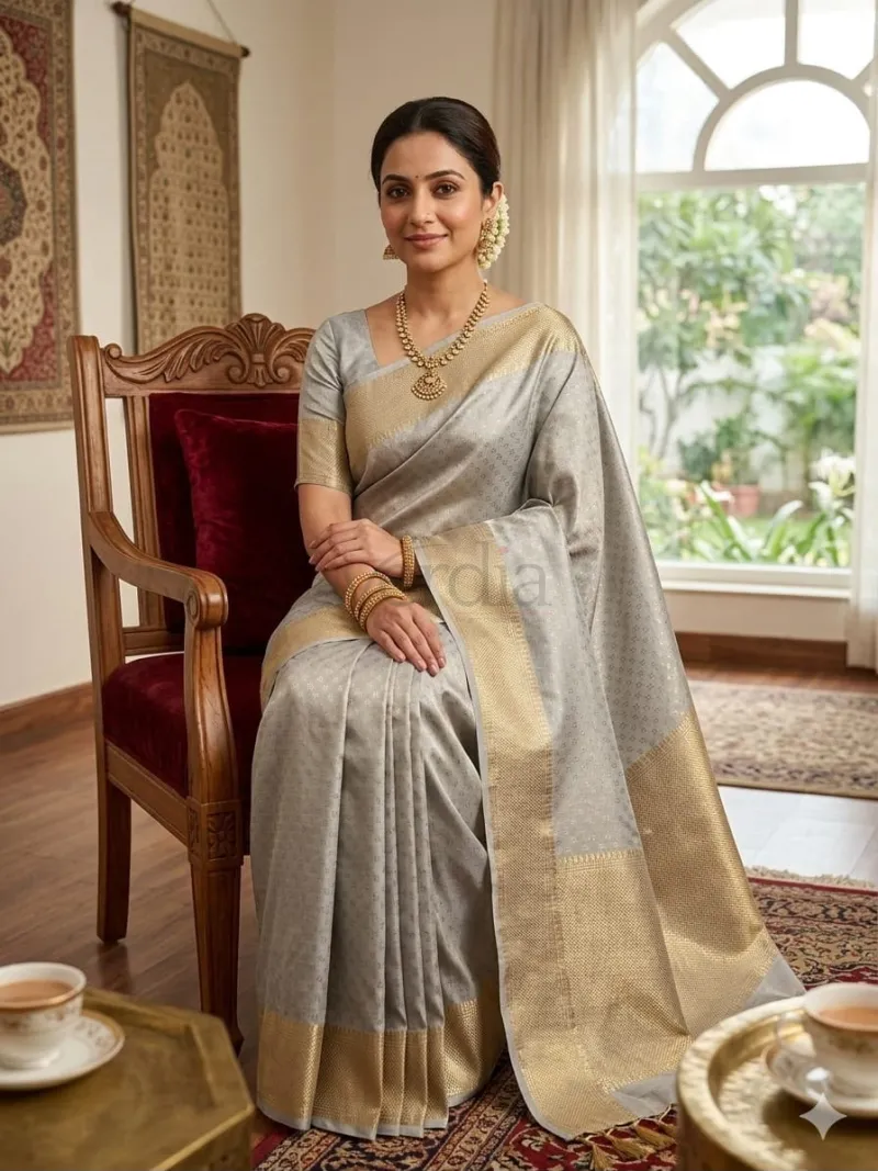 Tissue cotton saree view 2