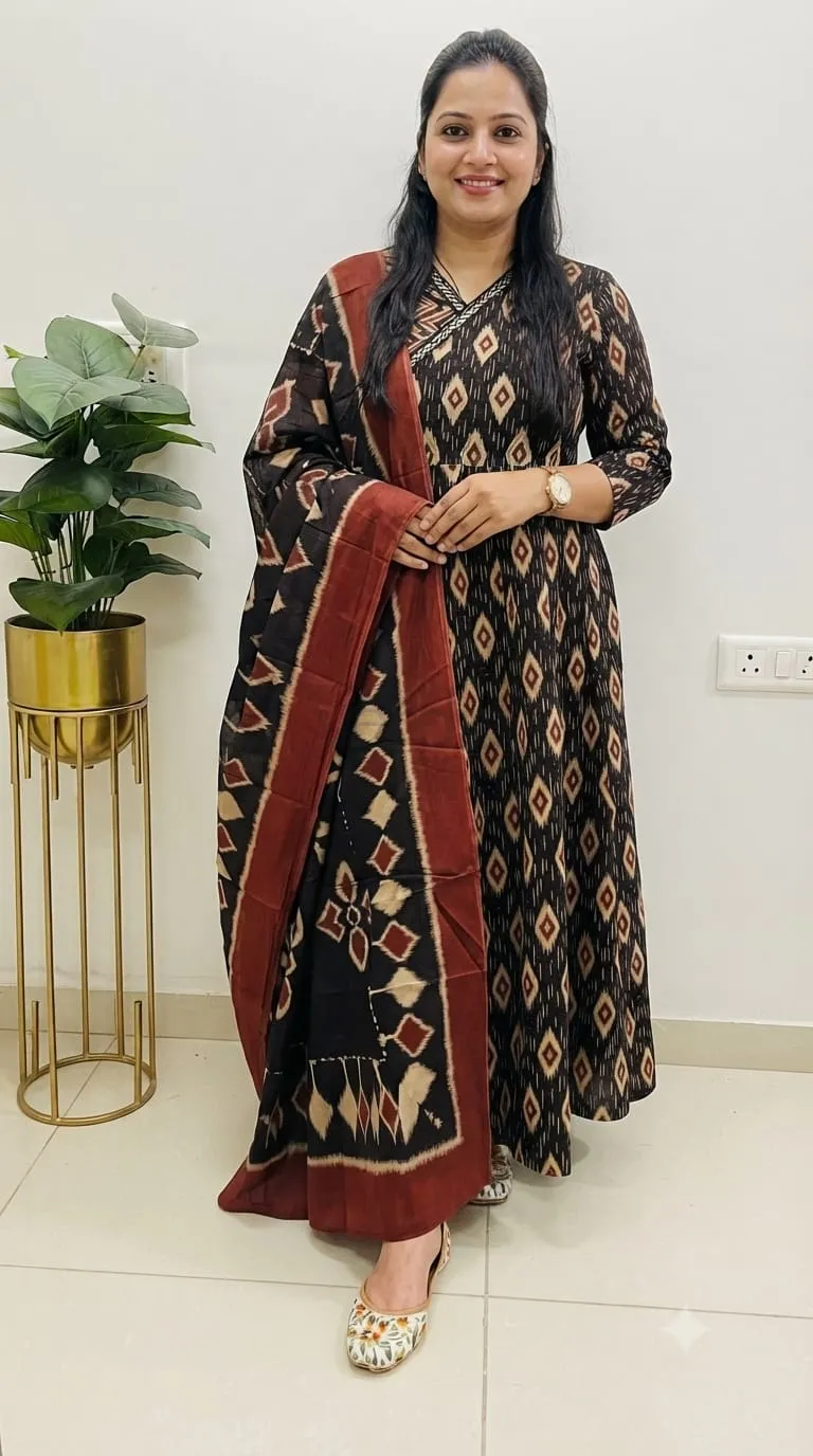 Idaho style floral Kalamkari print kurti set