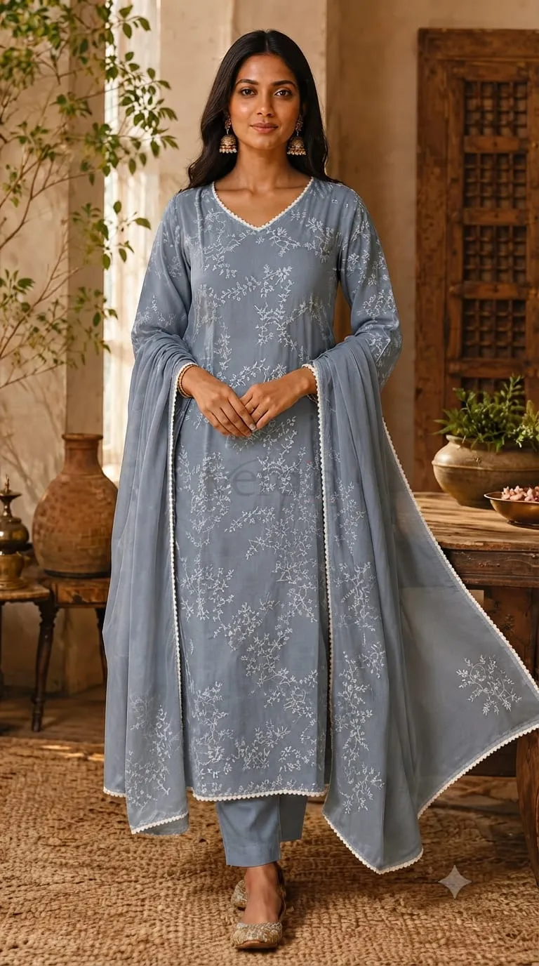 Premium Banarasi Mul Chanderi Kurta (with attached lining) view 4