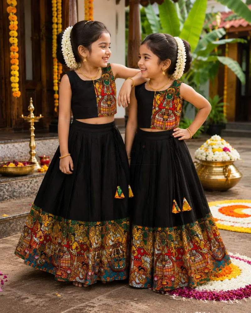 Kathakali Heritage Kids Lehenga Collection in premium silk