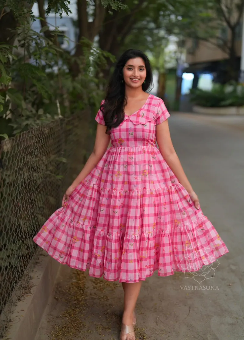 Maxi dress in Chanderi cotton view 7