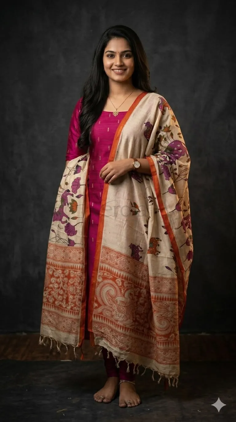 Exquisite Handcrafted Dress Material(Unstitched) without bottom material view 13