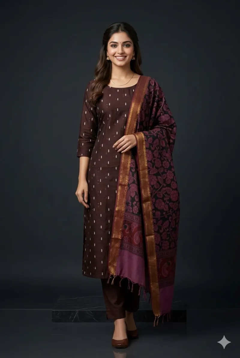 Exquisite Handcrafted Dress Material(Unstitched) without bottom material view 3