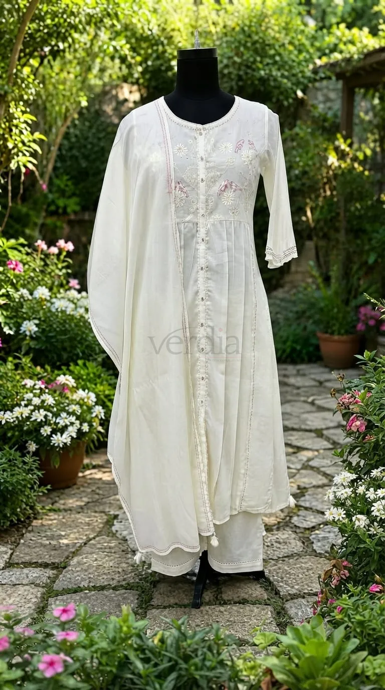 Premium Mul Cotton Kurta Set with Intricate Kantha Work view 2