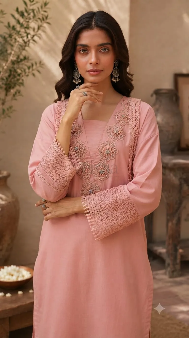 Premium modal muslin kurta set view 3