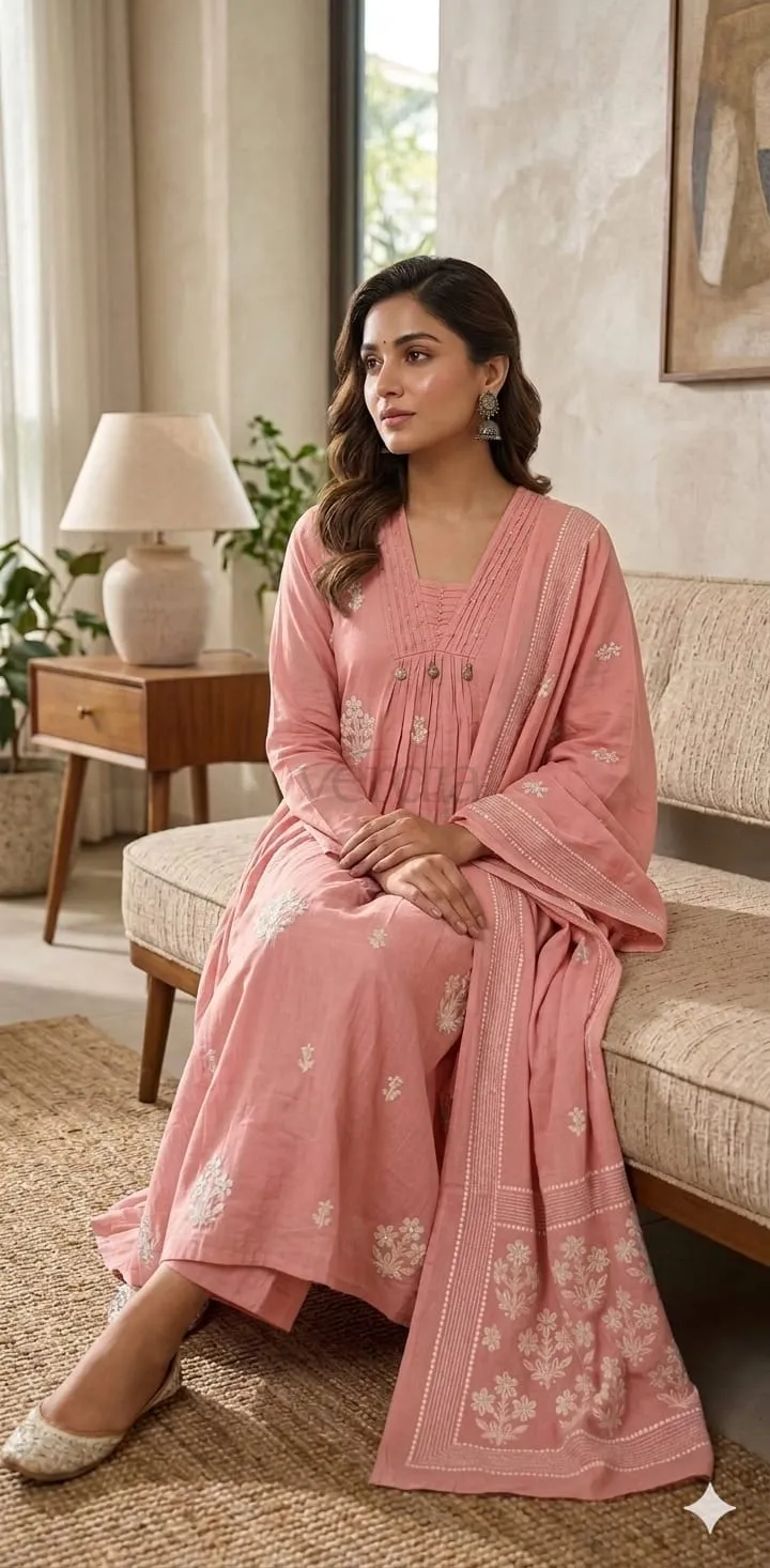 Mul Cotton Kurta Set view 5