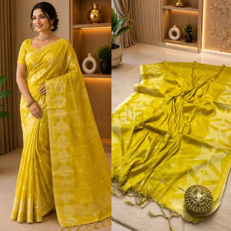 Jamdani Raga tissue soft silk saree with running blouse piece. view 2