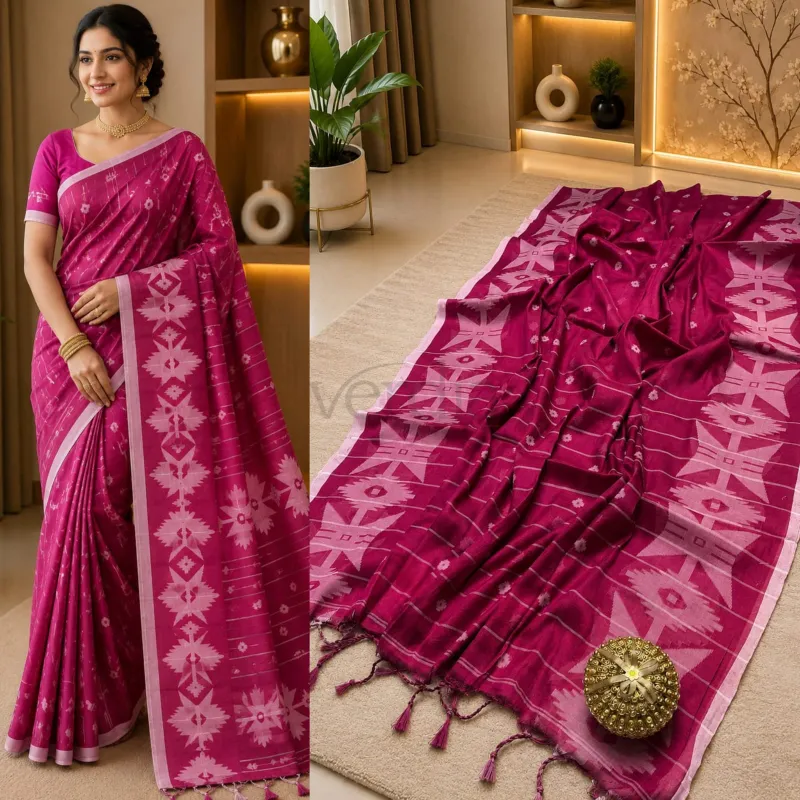 Jamdani Raga tissue soft silk saree with running blouse piece. view 8