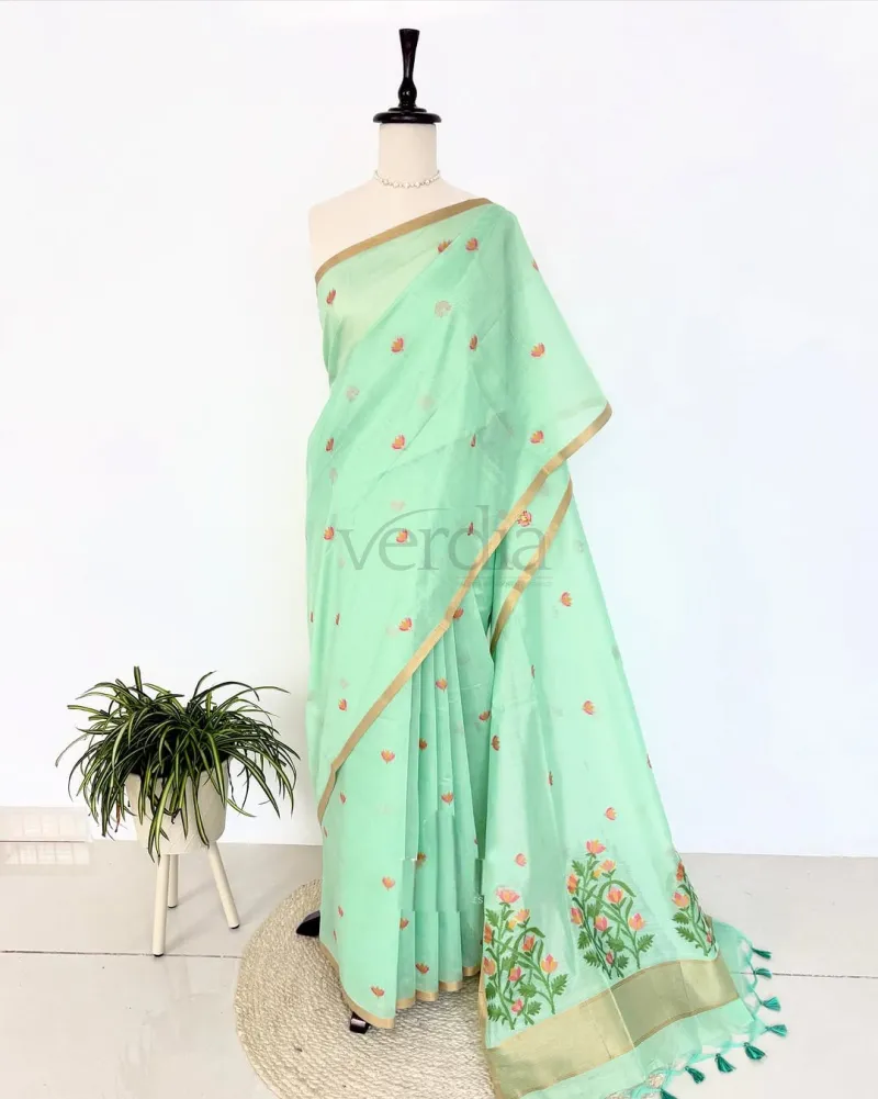 Premium Soft Muga Cotton Saree view 14