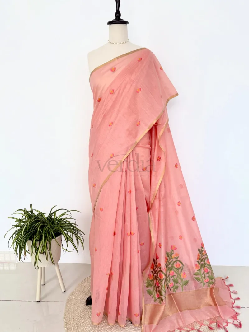 Premium Soft Muga Cotton Saree view 15