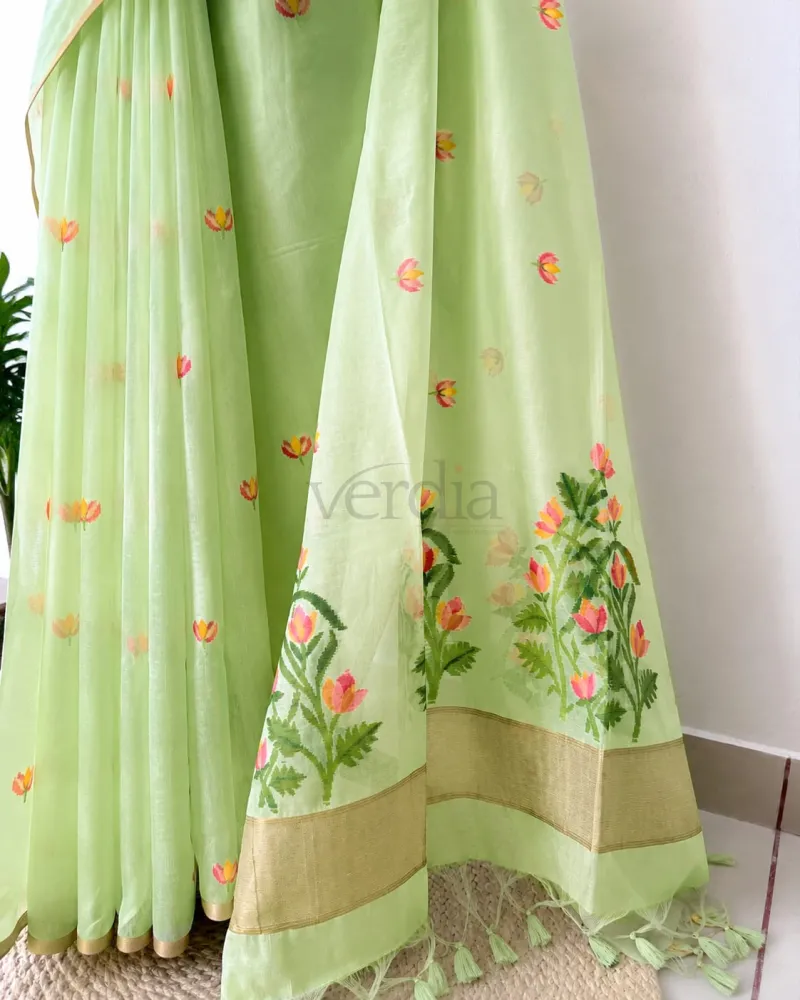 Premium Soft Muga Cotton Saree view 7