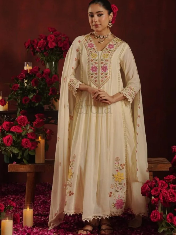 Cotton Mal Anarkali Kurti (semi-stitched) Set view 4