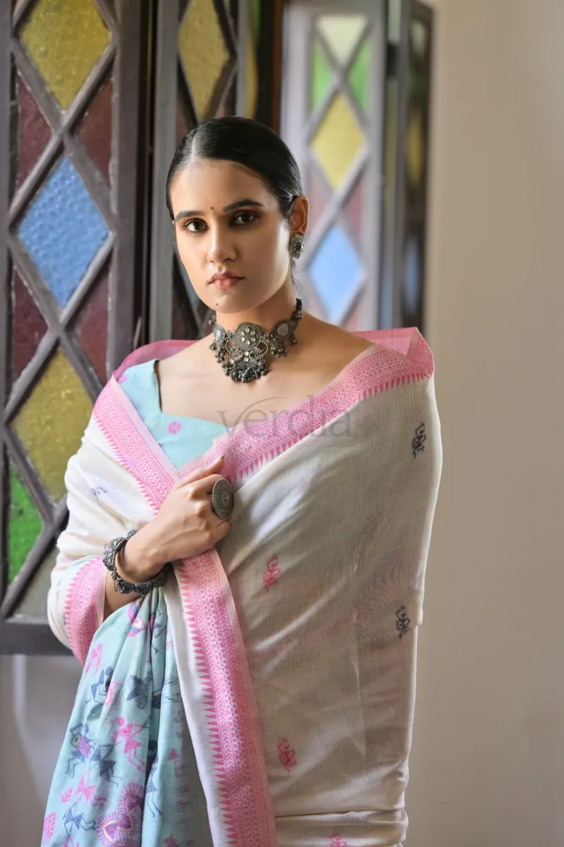 Premium Soft Muga Cotton Saree view 3