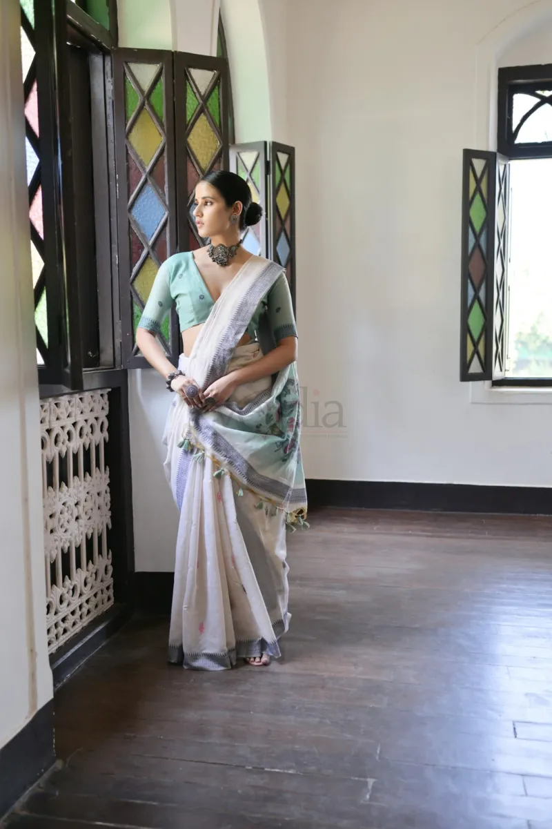 Premium Soft Muga Cotton Saree view 6