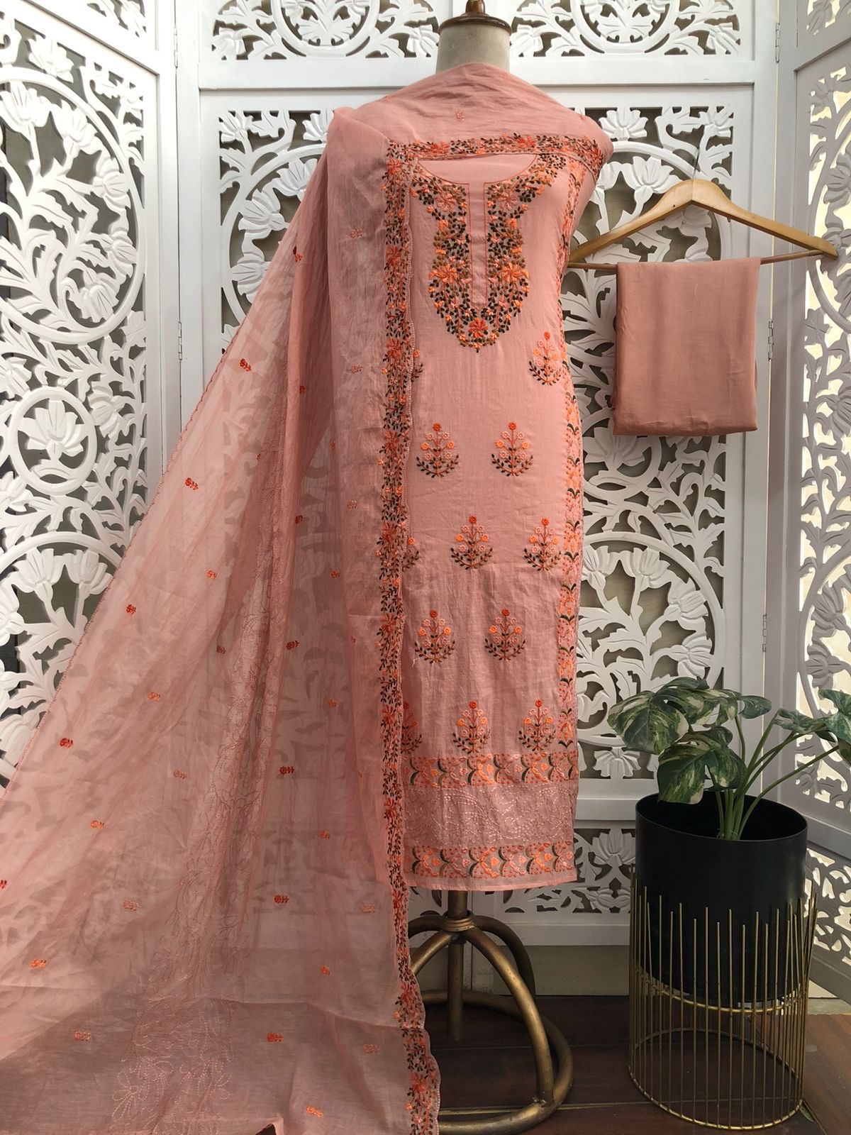 Mal Chanderi Unstitched Suit Material view 8
