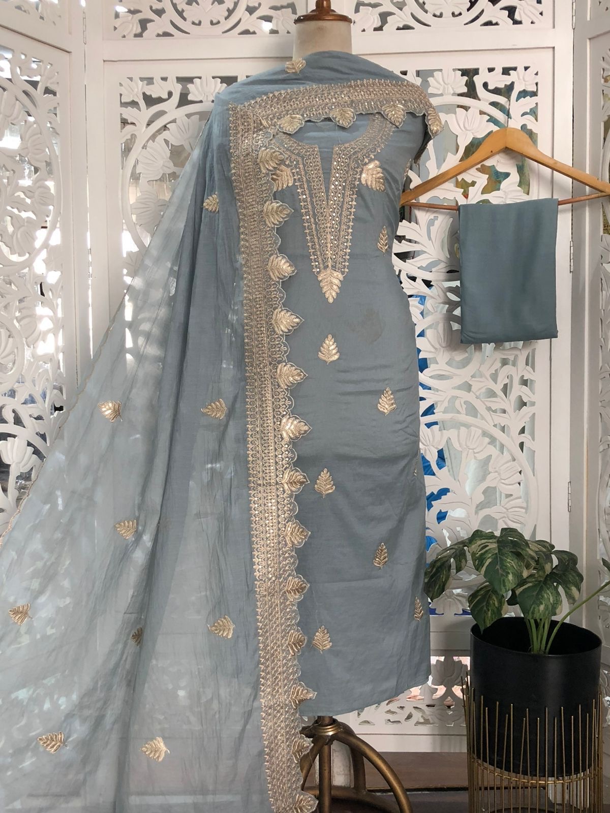 Mal Chanderi Unstitched Suit Material