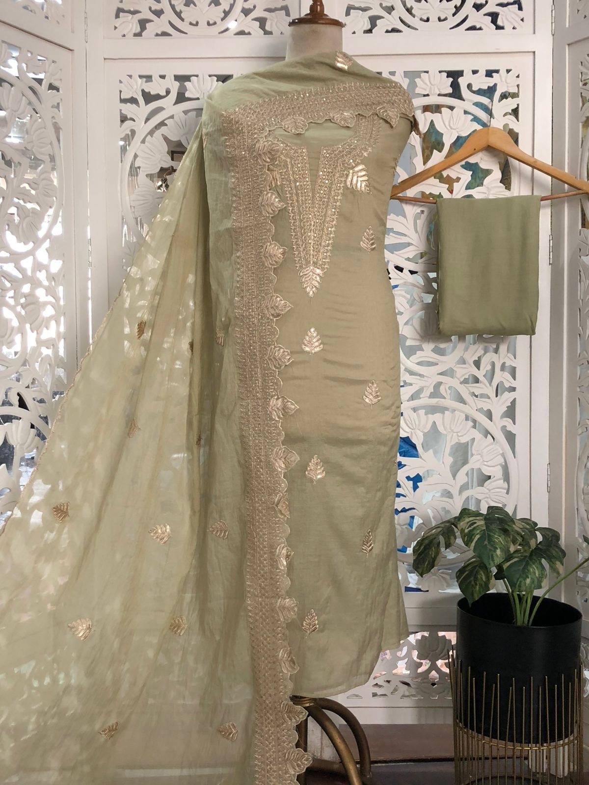 Mal Chanderi Unstitched Suit Material view 3