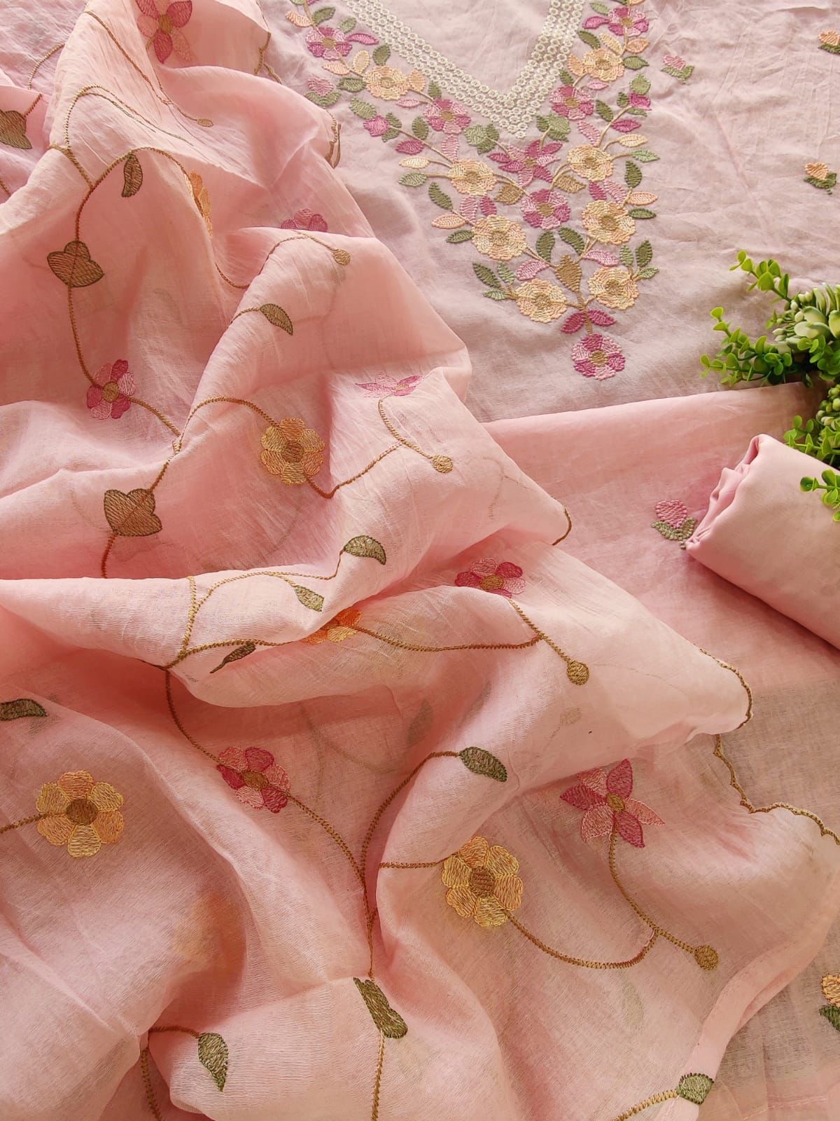 Unstitched Mal Chanderi Suit Material view 2