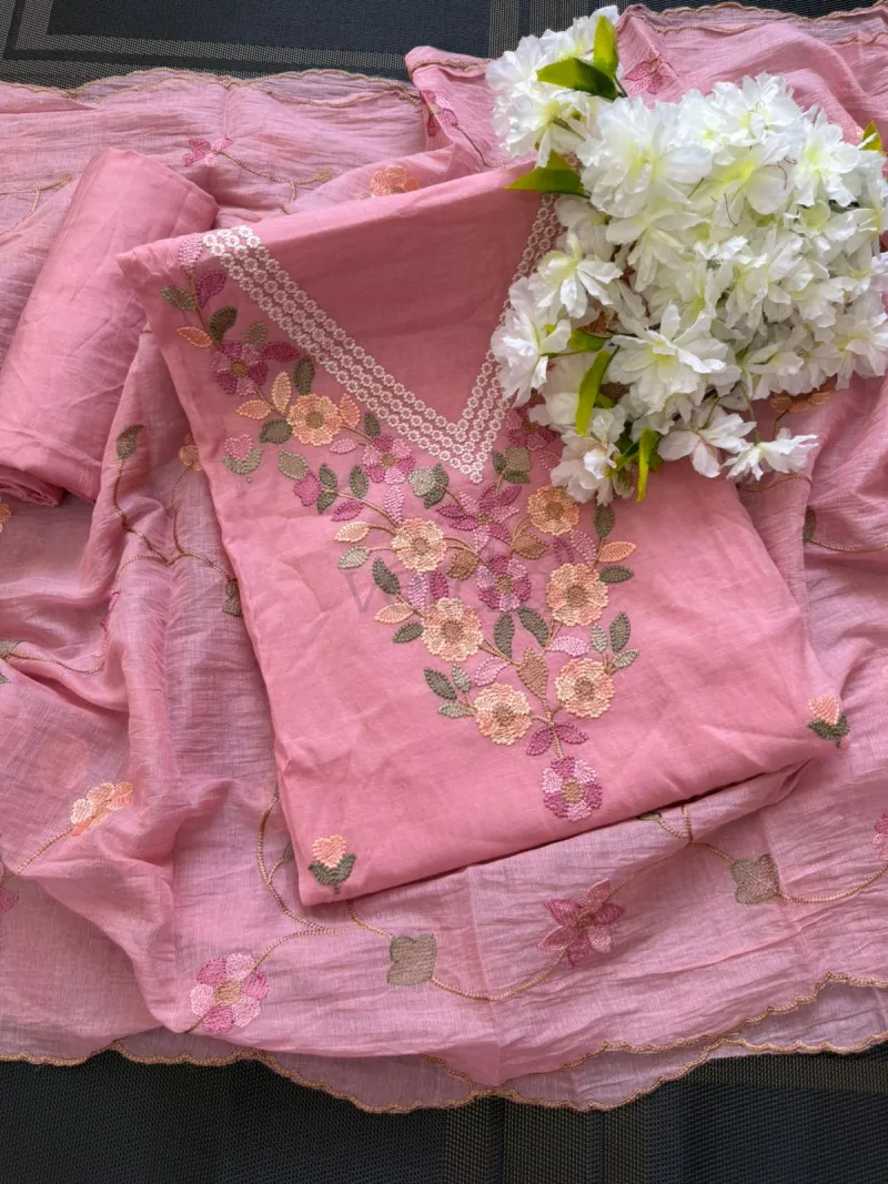 Unstitched Mal Chanderi Suit Material view 6