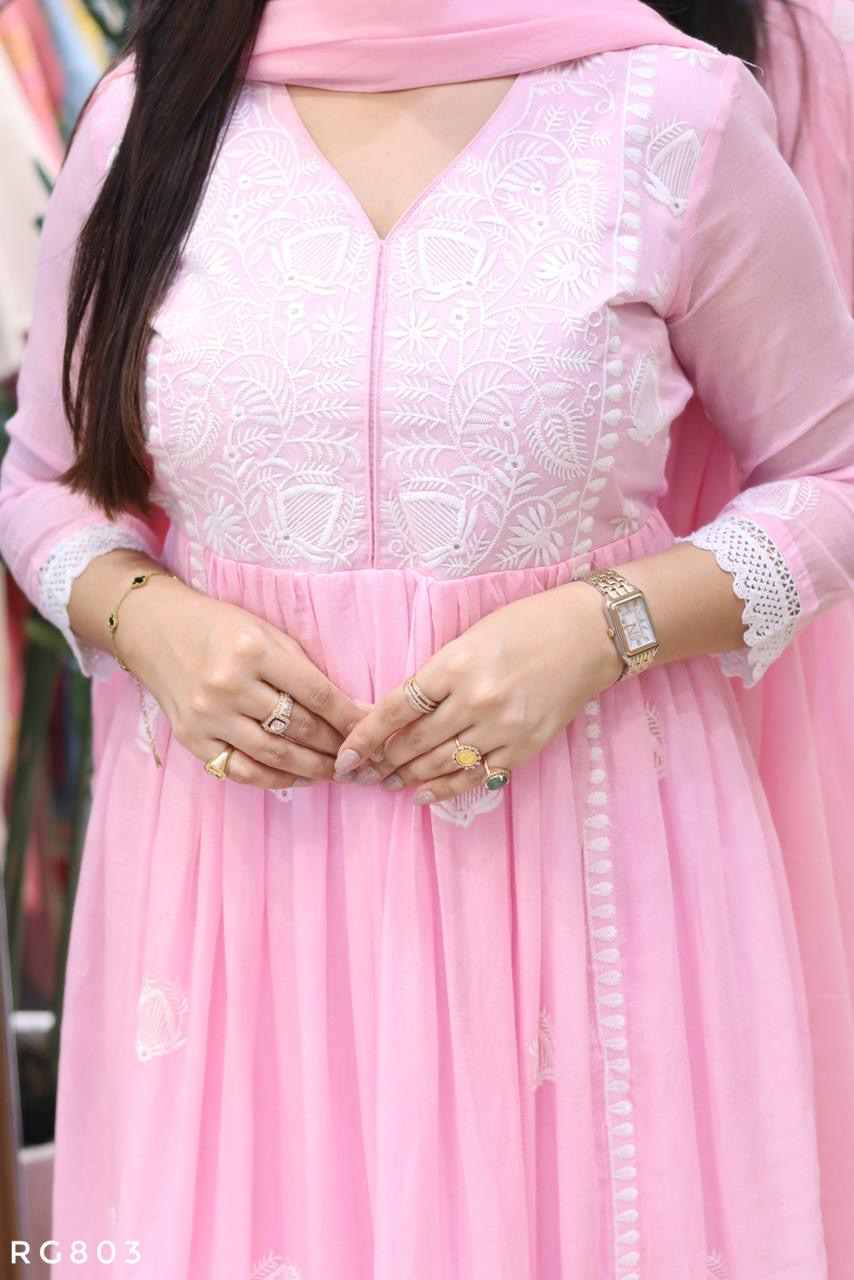 Mal Cotton Anarkali Kurti Pant Dupatta Set