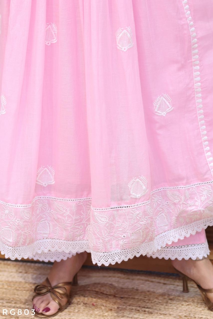 Mal Cotton Anarkali Kurti Pant Dupatta Set view 2