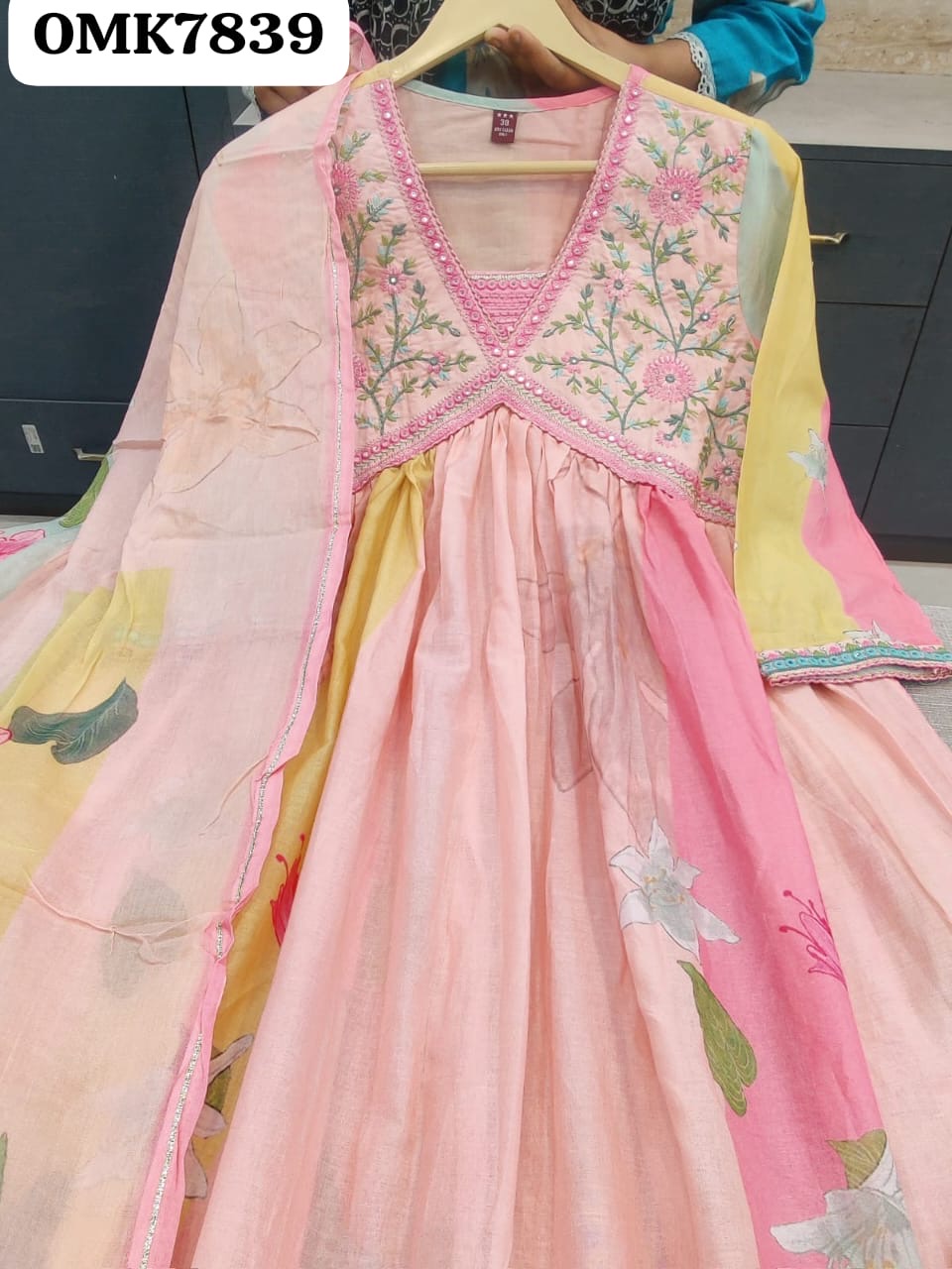Three-Piece Floral Print Anarkali Kurti Set view 4
