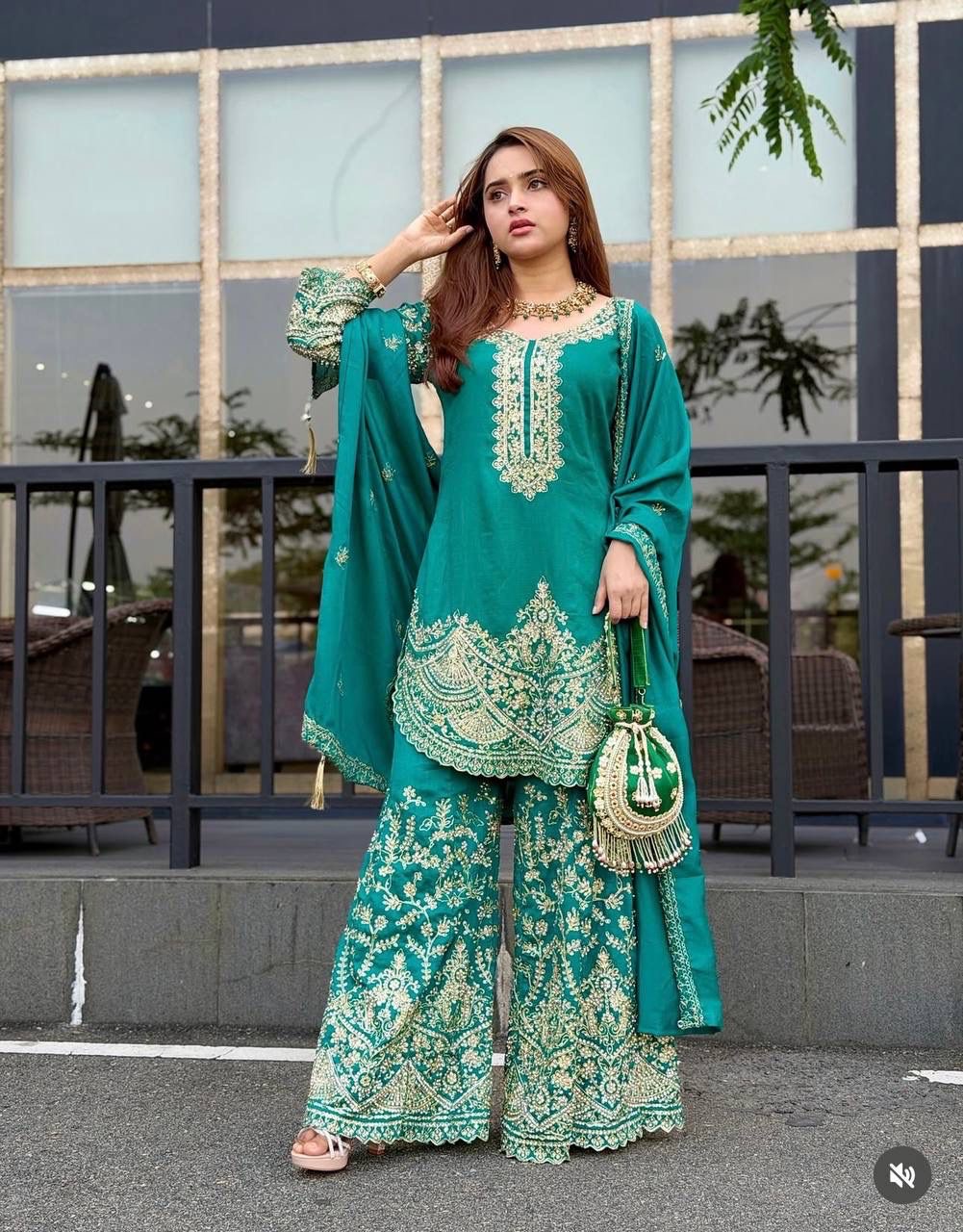 Pure Chinnon Silk Kurti Set