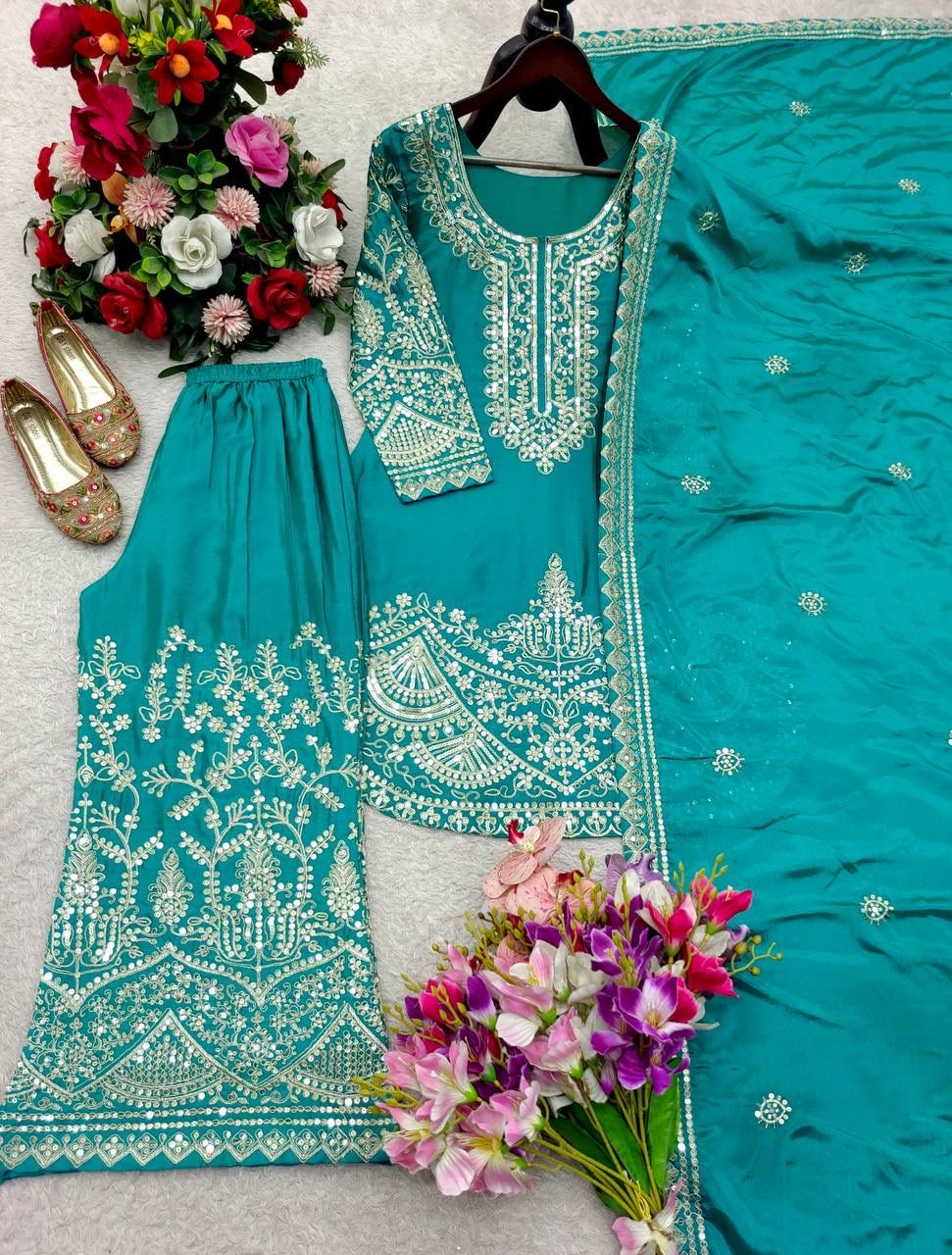 Pure Chinnon Silk Kurti Set view 2
