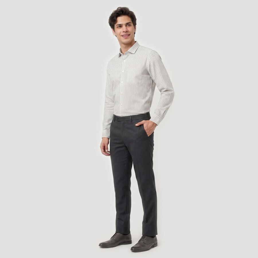 Light Green Striped Regular Fit Formal Shirt view 5