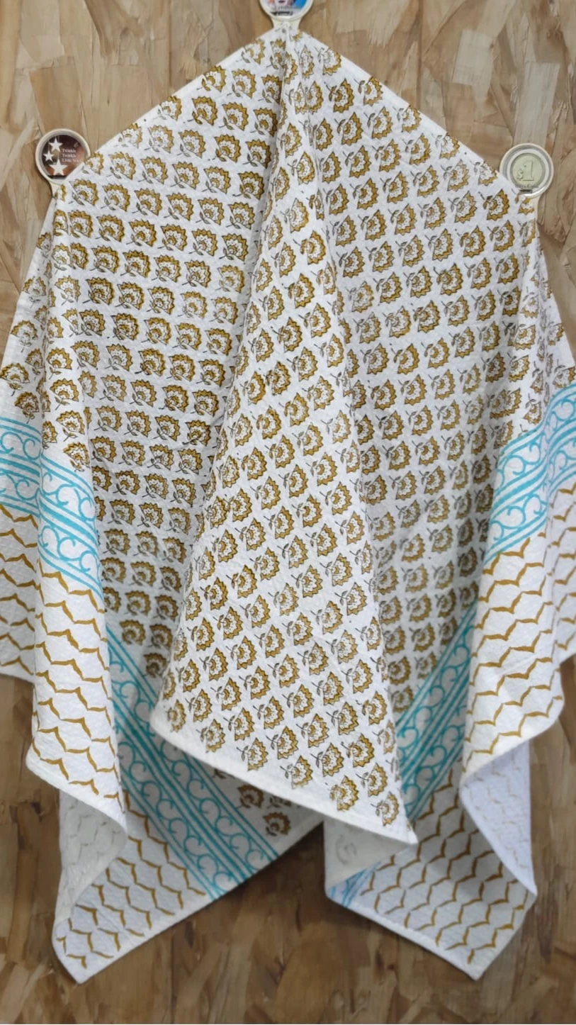 Ultra Premium Waffle Towels With Handblock Printed Bath Towel view 11