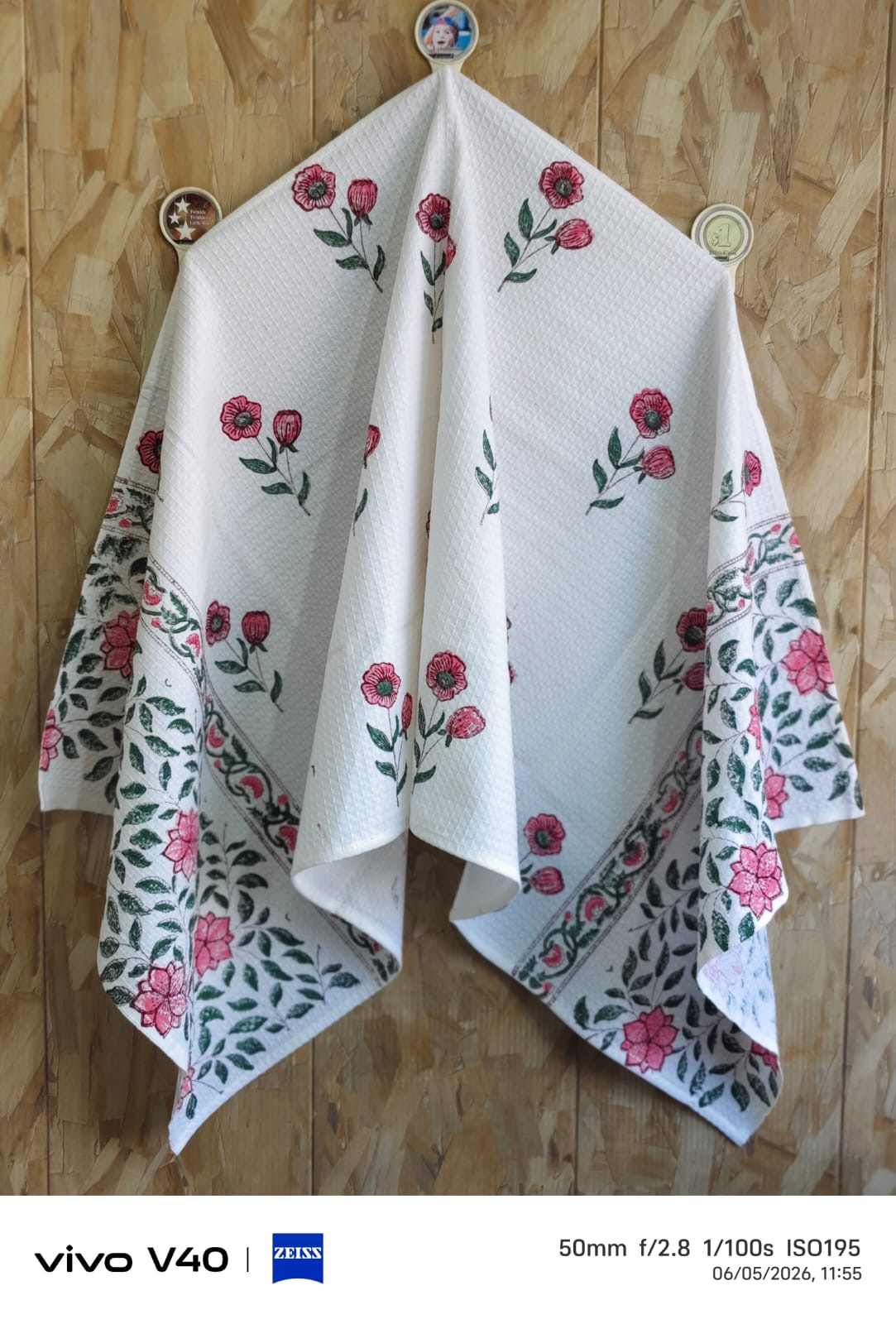 Ultra Premium Waffle Towels With Handblock Printed Bath Towel