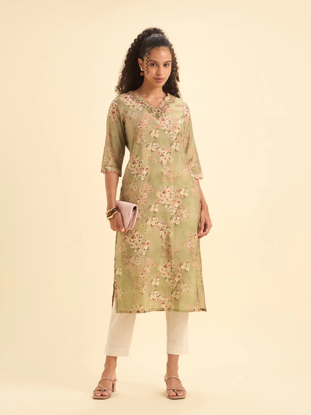 Midnight Bloom Kurti Set view 2